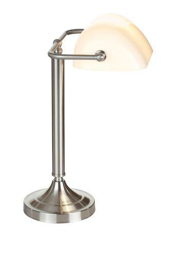 lampe à poser - métal nickel - abat jour blanc - Luminaires & lampes